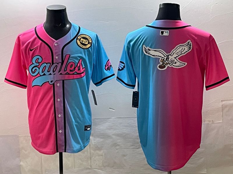 Men 2025 Philadelphia Eagles Blank Blue pink Nike Limited NFL Jersey style 012->philadelphia eagles->NFL Jersey